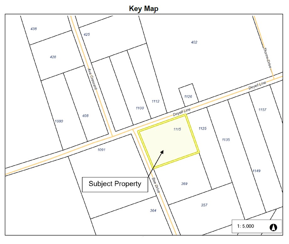 Key Map for zoning by law amendment 1115 Deyell Line