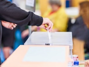 Polling Station with a ballot box